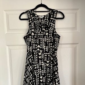 Geometric Print Cutout Party Dress With Front Chest Cutout